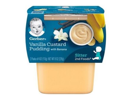 (Pack of 2) Gerber 2nd Foods Vanilla Custard Pudding With Bananas Baby Food, 4 oz Tubs on Sale