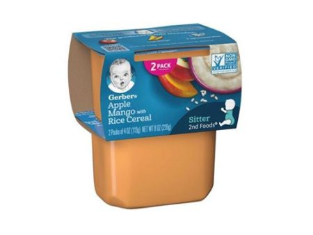 (Pack of 2) Gerber 2nd Foods Apple Mango with Rice Cereal Baby Food, 4 oz Tubs Hot on Sale