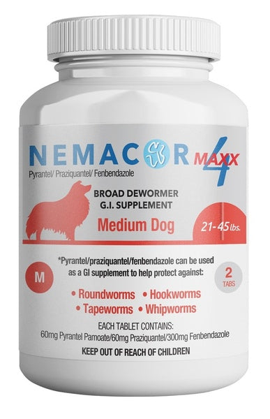 Nemacor Quad 4 Dog Dewormer 21-45 lb (medium dog) Fashion