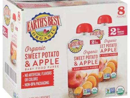 (8 Pack) Earth s Best Organic Stage 2, Apple and Sweet Potato Baby Food, 1 Pouch (113g) Sale