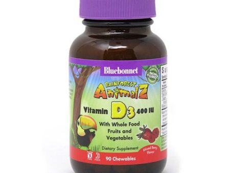 Bluebonnet Nutrition - Animalz Vitamin D3 Natural Mixed Berry Flavor 400 IU - 90 Chewable Tablets Online Sale