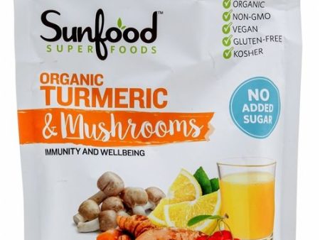 Sunfood Superfoods Turmeric & Mushrooms | All-Natural, Plant-Based Powdered Drink Mix | Immunity & Wellbeing | Organic, Non-GMO, Vegan, Gluten-Free | No Sugar Added | 6.8 oz Bag (B089DP7GX2) Cheap