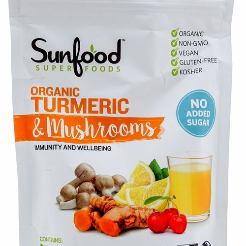 Sunfood Superfoods Turmeric & Mushrooms | All-Natural, Plant-Based Powdered Drink Mix | Immunity & Wellbeing | Organic, Non-GMO, Vegan, Gluten-Free | No Sugar Added | 6.8 oz Bag (B089DP7GX2) Cheap